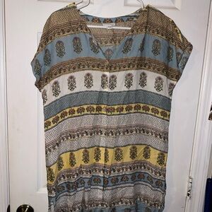 J. Jill Blue and Yellow Patterned Tunic Dress
